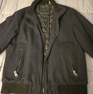 Calvin Klein Charcoal Gray Jacket with Quilted Interior